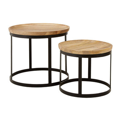Boho Natural Mango Wood Set of 2 Nesting Tables