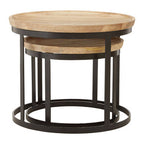 Boho Natural Mango Wood Set of 2 Nesting Tables