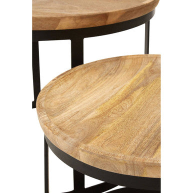 Boho Natural Mango Wood Set of 2 Nesting Tables