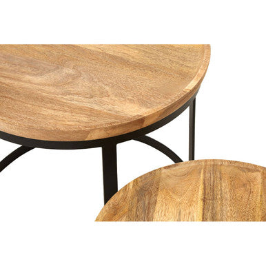 Boho Natural Mango Wood Set of 2 Nesting Tables