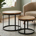 Boho Natural Mango Wood Set of 2 Nesting Tables
