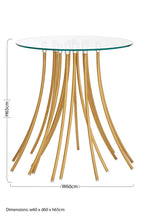 Clear Glass Round Side Table with Gold Finish Curved Legs