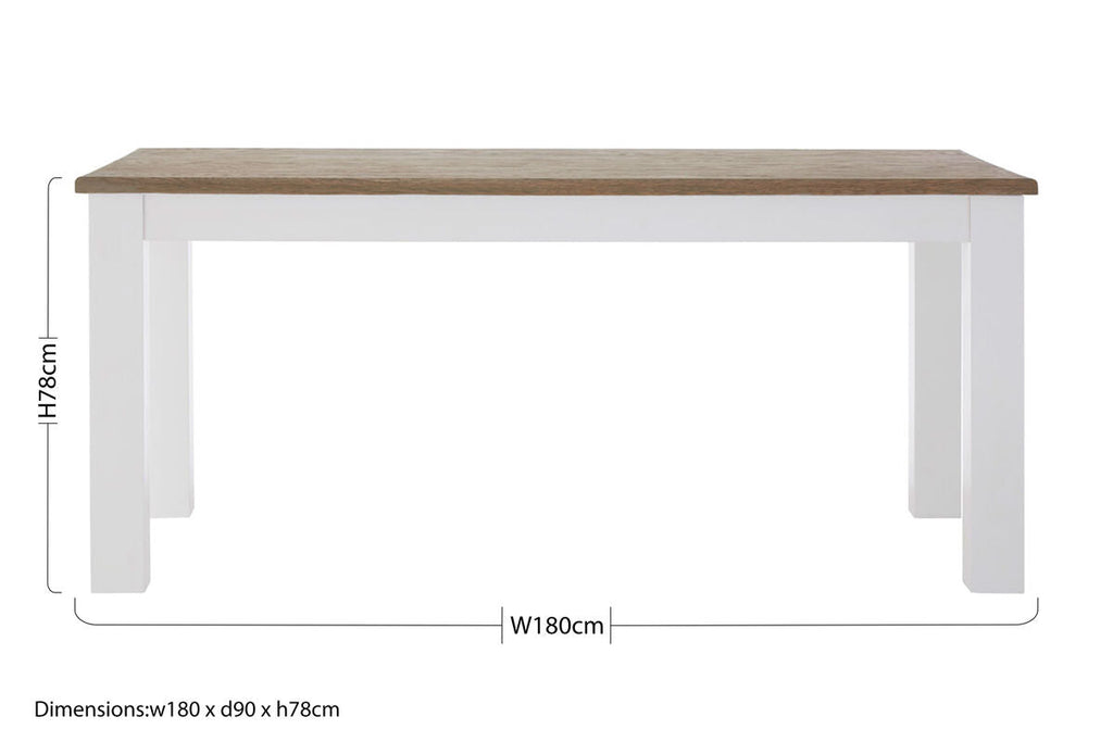 White and Oak Wood Rectangular Dining Table