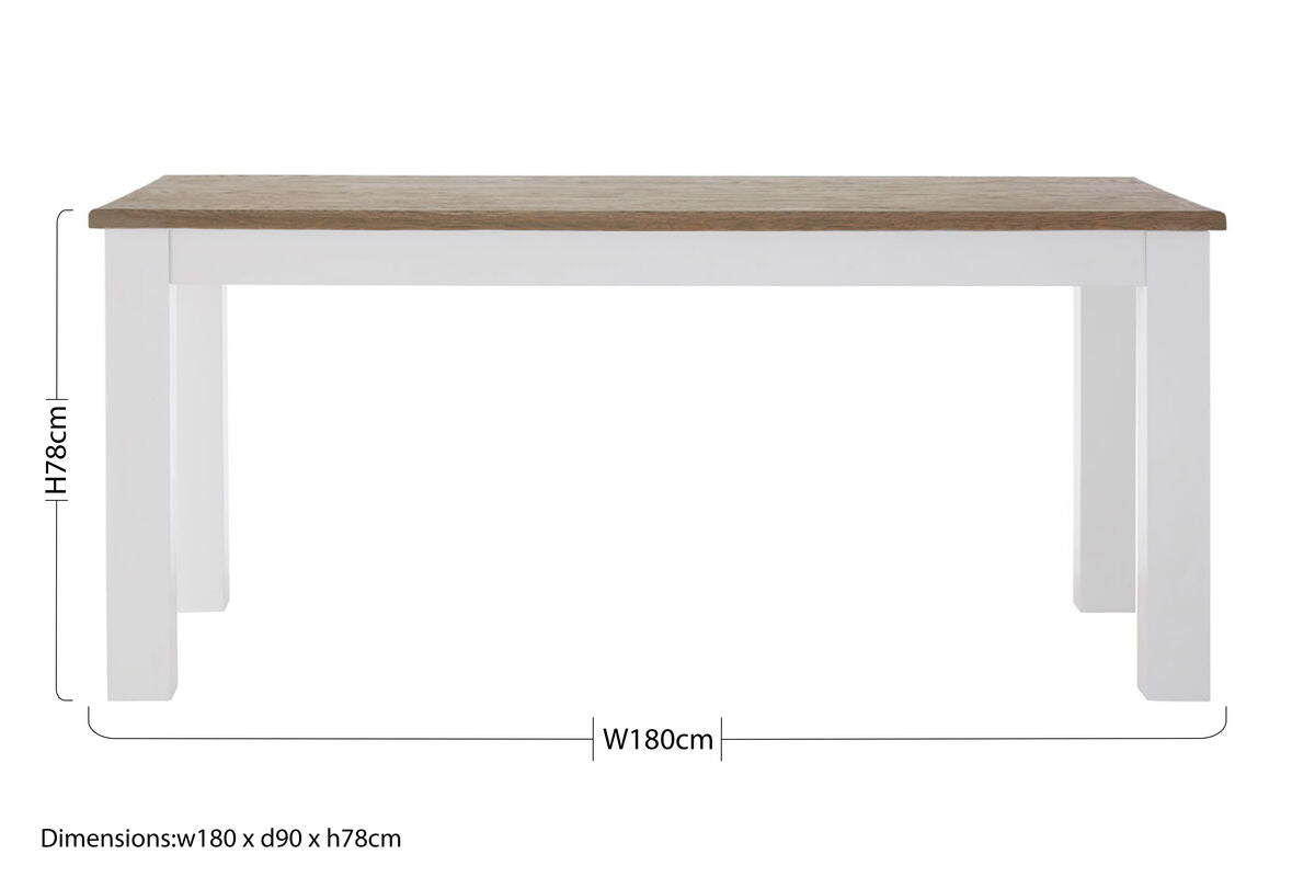 White and Oak Wood Rectangular Dining Table