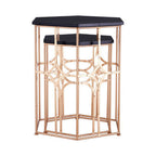 Rose Gold and Matt Black Set of 2 Hexagonal Side Tables