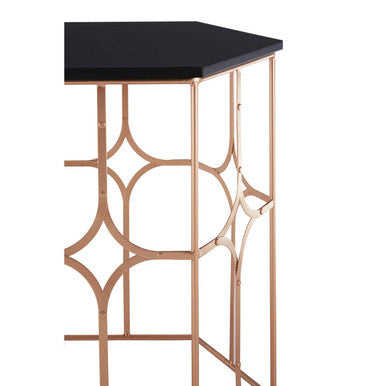 Rose Gold and Matt Black Set of 2 Hexagonal Side Tables