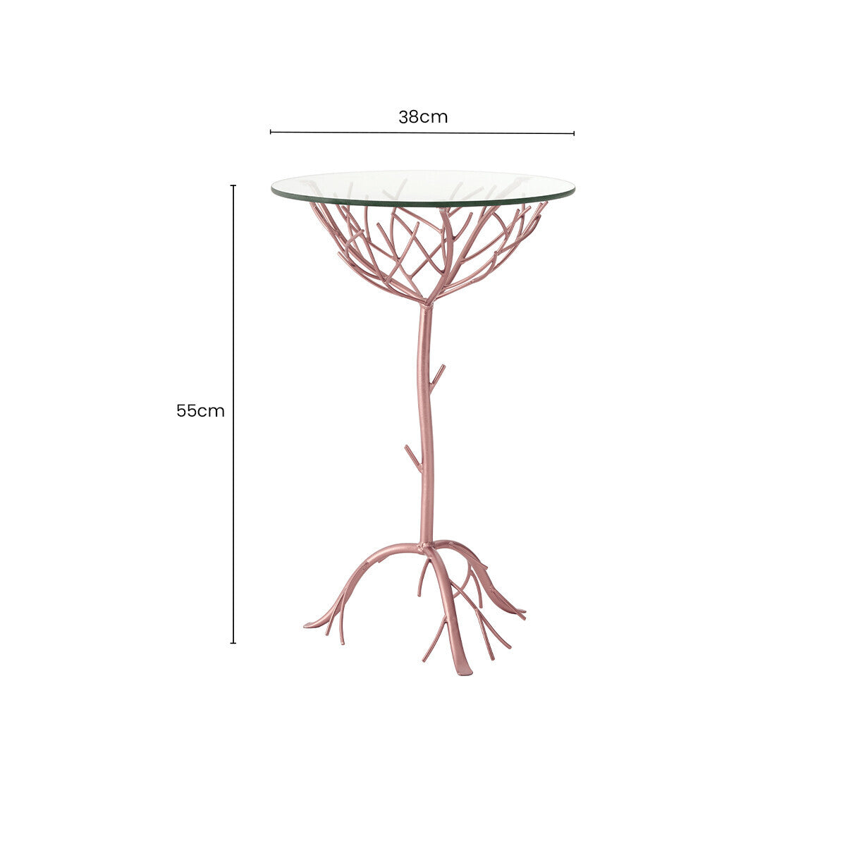 Rose Gold Finish Branch Design Side Table