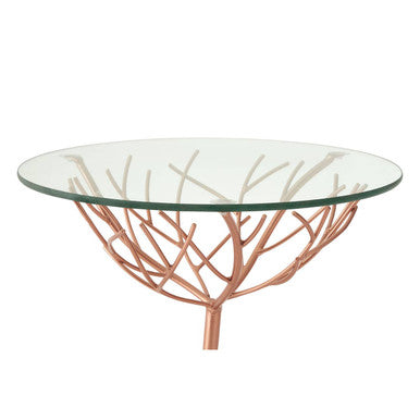 Rose Gold Finish Branch Design Side Table