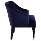Blue Velvet Lounge Chair with Button Tufting