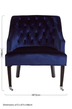 Blue Velvet Lounge Chair with Button Tufting