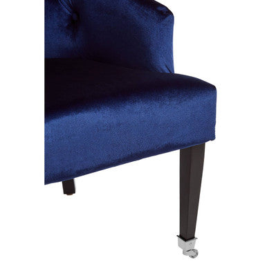 Blue Velvet Lounge Chair with Button Tufting