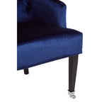 Blue Velvet Lounge Chair with Button Tufting