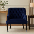 Blue Velvet Lounge Chair with Button Tufting