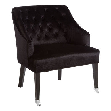 Black Velvet Chair with Button Tufting