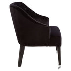 Black Velvet Chair with Button Tufting