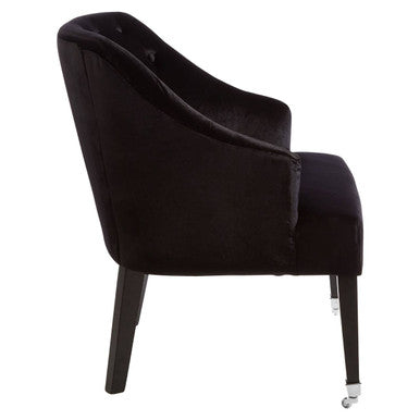 Black Velvet Chair with Button Tufting