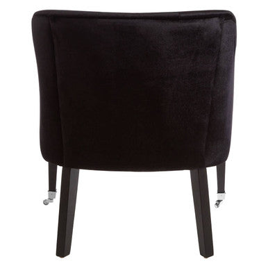 Black Velvet Chair with Button Tufting