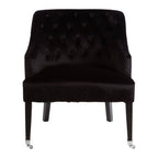 Black Velvet Chair with Button Tufting