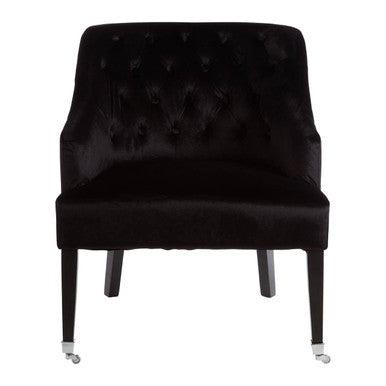 Black Velvet Chair with Button Tufting
