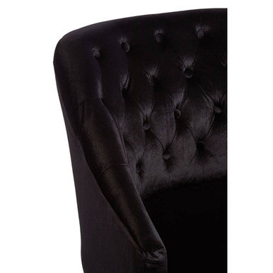 Black Velvet Chair with Button Tufting