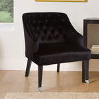 Black Velvet Chair with Button Tufting