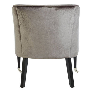 Grey Velvet Chair with Button Tufting