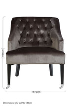 Grey Velvet Chair with Button Tufting