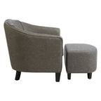Grey Leather Effect Tub Chair and Footstool Set