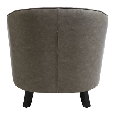 Grey Leather Effect Tub Chair and Footstool Set