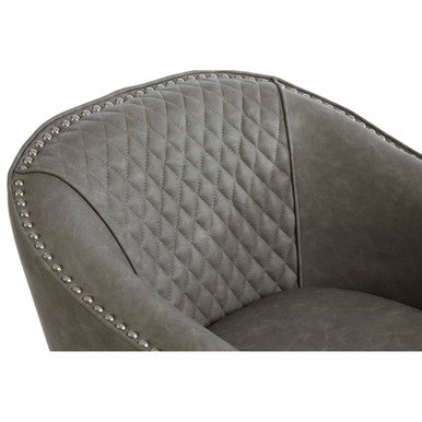 Grey Leather Effect Tub Chair and Footstool Set