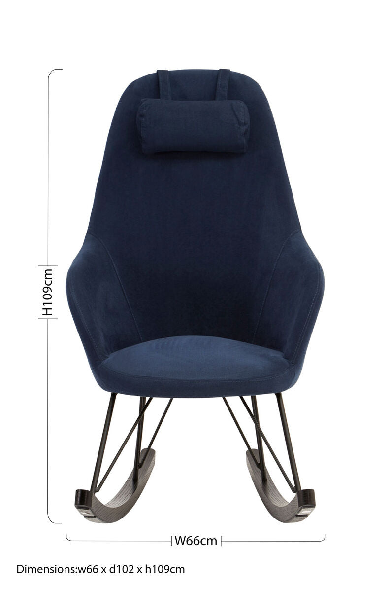 Blue Fabric Rocking Chair