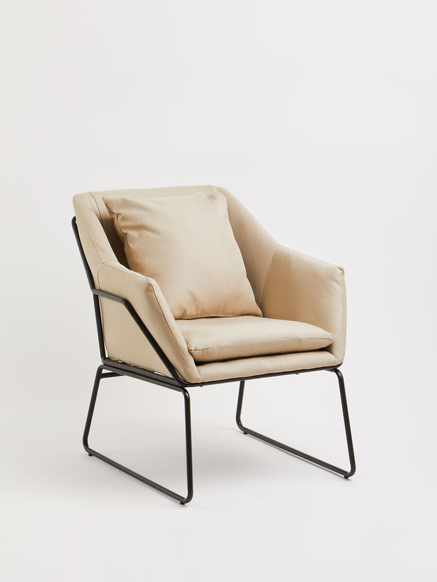 Stone Fabric Armchair with Cushion