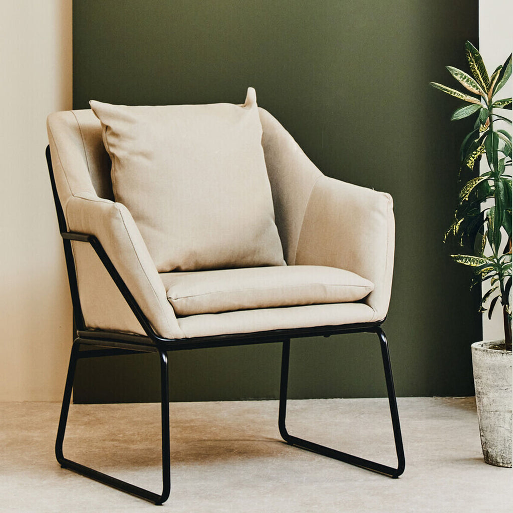 Stone Fabric Armchair with Cushion