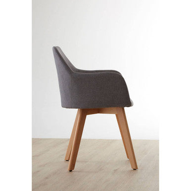 Grey Fabric Dining Chair with Beechwood Legs