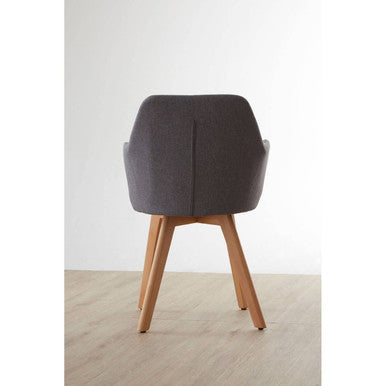 Grey Fabric Dining Chair with Beechwood Legs
