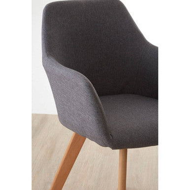 Grey Fabric Dining Chair with Beechwood Legs