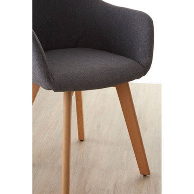 Grey Fabric Dining Chair with Beechwood Legs