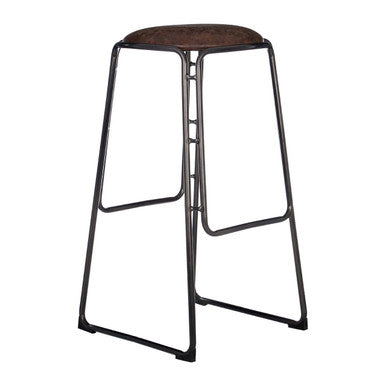 Mocha Leather Effect Bar Stool with Gunmetal Finish Legs