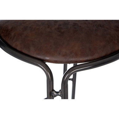 Mocha Leather Effect Bar Stool with Gunmetal Finish Legs