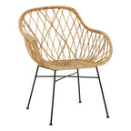 Natural Rattan Chair with Geometric Lattice Design
