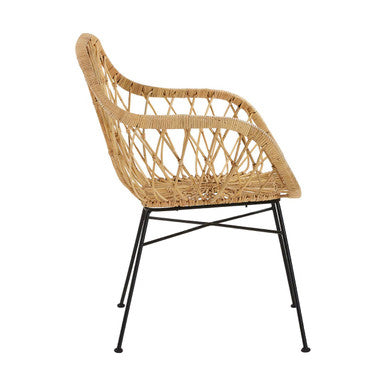 Natural Rattan Chair with Geometric Lattice Design