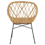 Natural Rattan Chair with Geometric Lattice Design