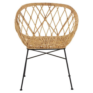 Natural Rattan Chair with Geometric Lattice Design