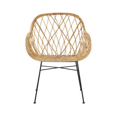 Natural Rattan Chair with Geometric Lattice Design