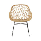 Natural Rattan Chair with Geometric Lattice Design