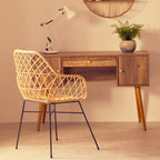Natural Rattan Chair with Geometric Lattice Design