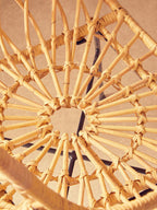Natural Rattan Chair with Geometric Lattice Design