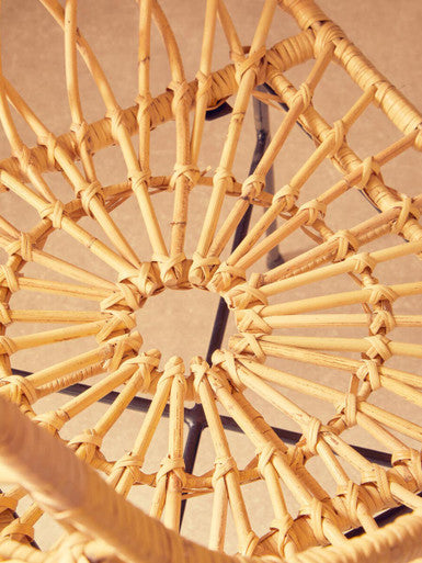 Natural Rattan Chair with Geometric Lattice Design