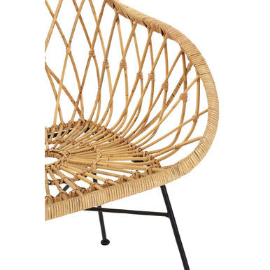 Natural Rattan Chair with Geometric Lattice Design