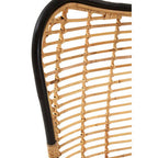 Natural Rattan Wingback Chair with Black Metal Frame